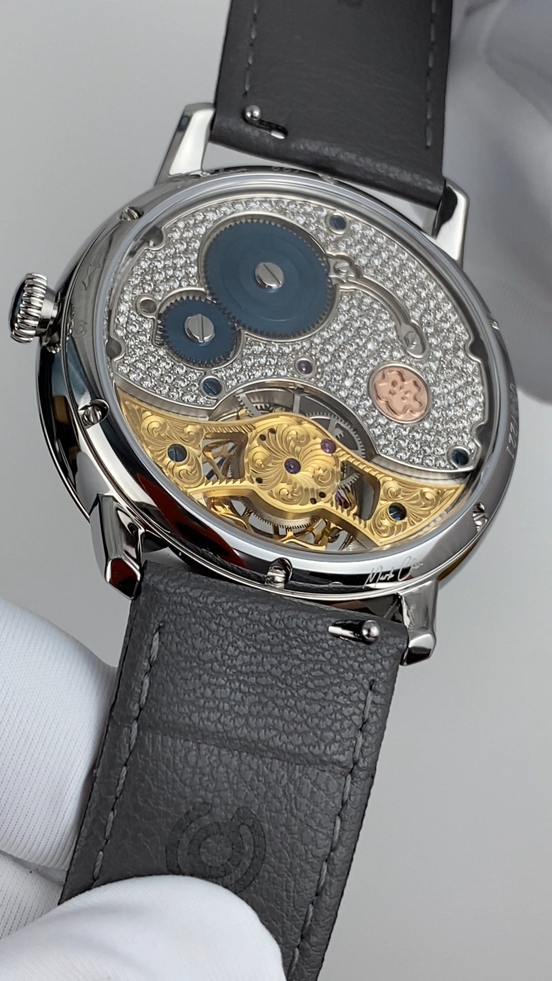 Ji Chen 001 · gem-set & engraved back · meteorite dial