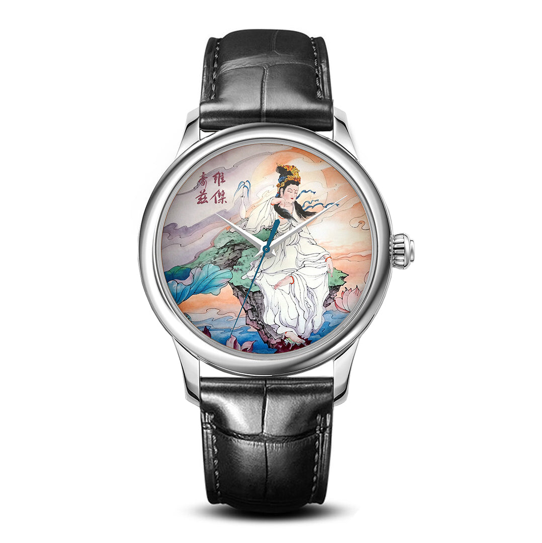 Guān Yīn · miniature enamel painting dial