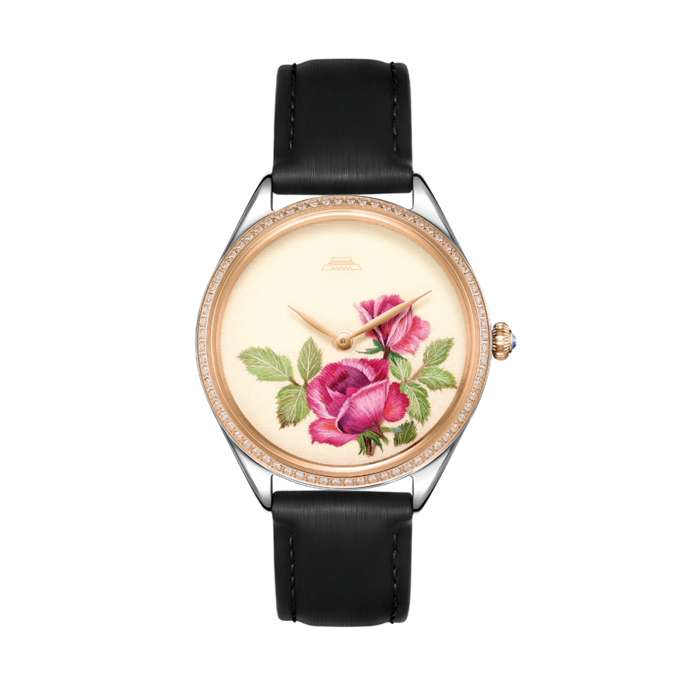 Sū Embroidery · Rose · cubic zirconia bezel