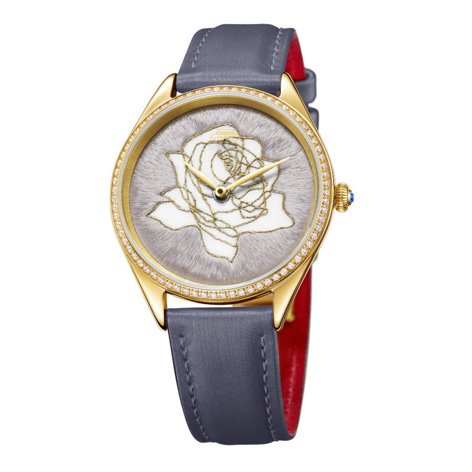 Sū Embroidery · Rose · cubic zirconia bezel