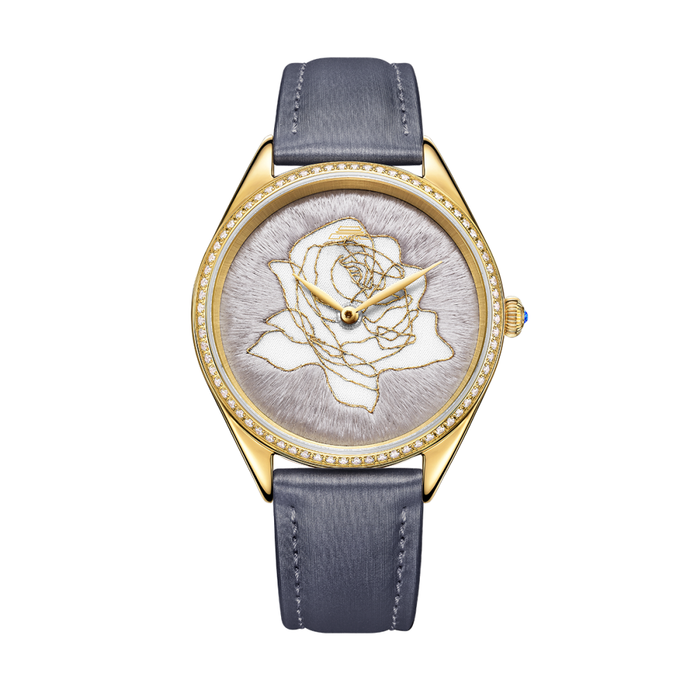 Sū Embroidery · Rose · cubic zirconia bezel