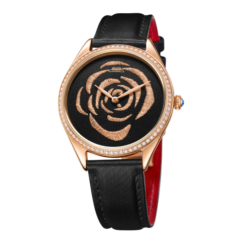 Sū Embroidery · Rose · cubic zirconia bezel