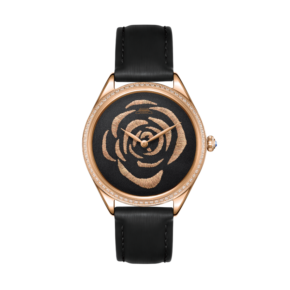 Sū Embroidery · Rose · cubic zirconia bezel