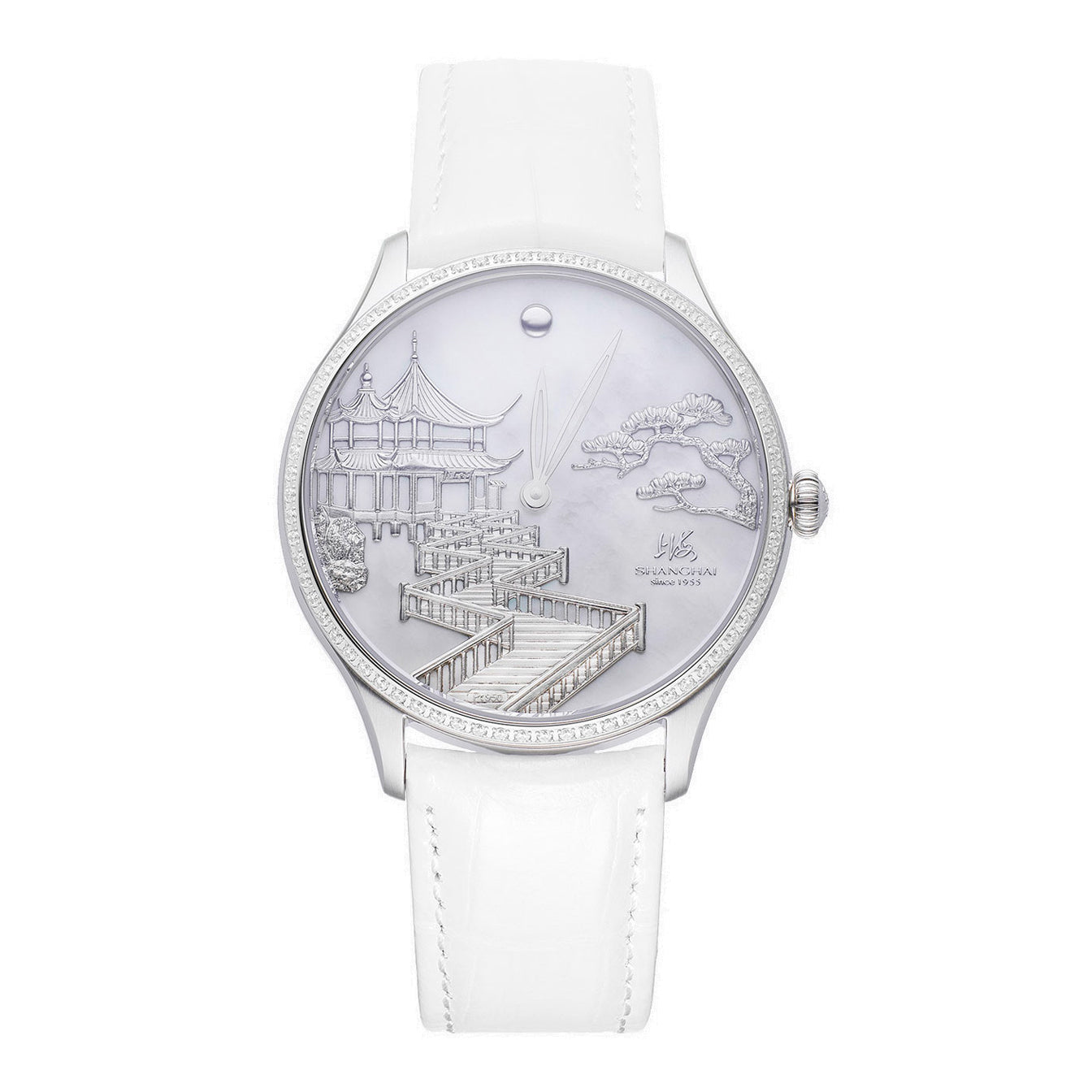 Jiu Qu Ying Yue · 40 mm · cubic zirconia bezel