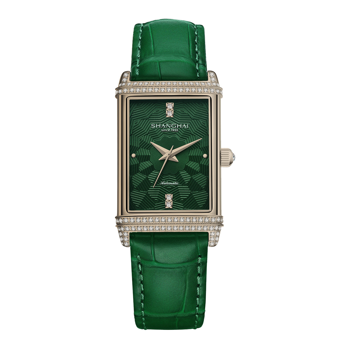 Mirror Flare · cubic zirconia bezel and lugs