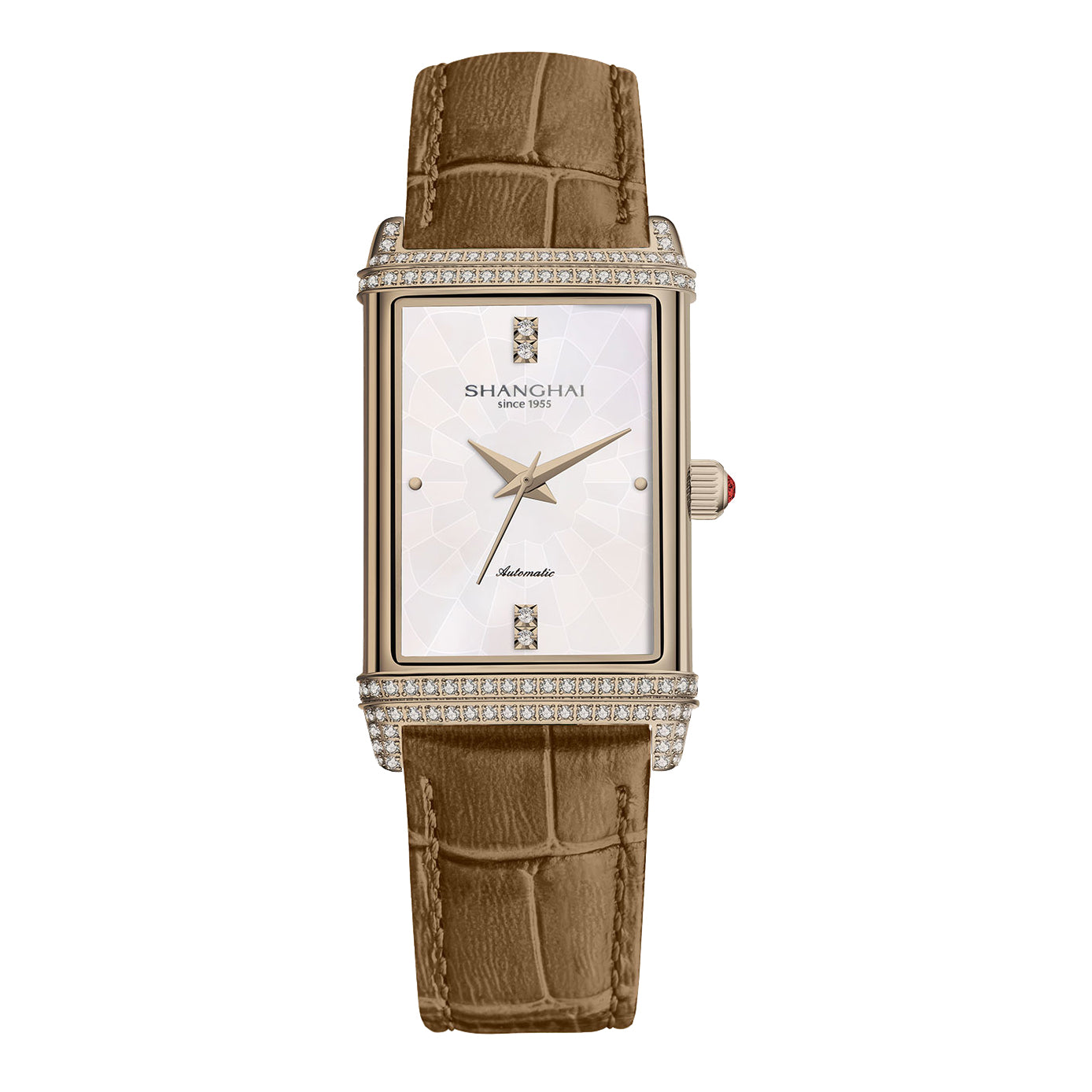 Mirror Flare · cubic zirconia bezel and lugs