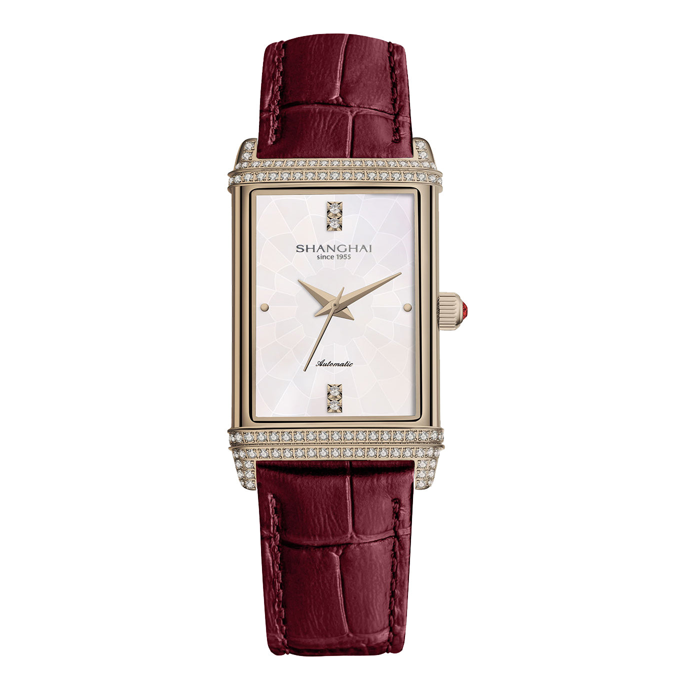 Mirror Flare · cubic zirconia bezel and lugs