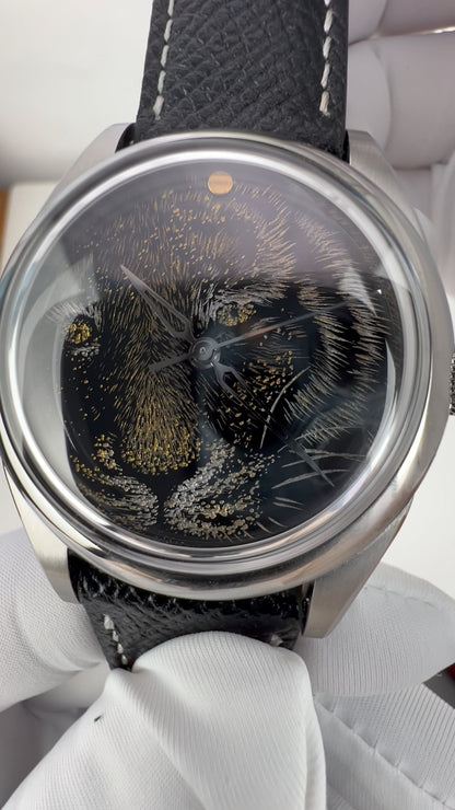 Tiger · Qiangjin gold-inlay lacquer dial