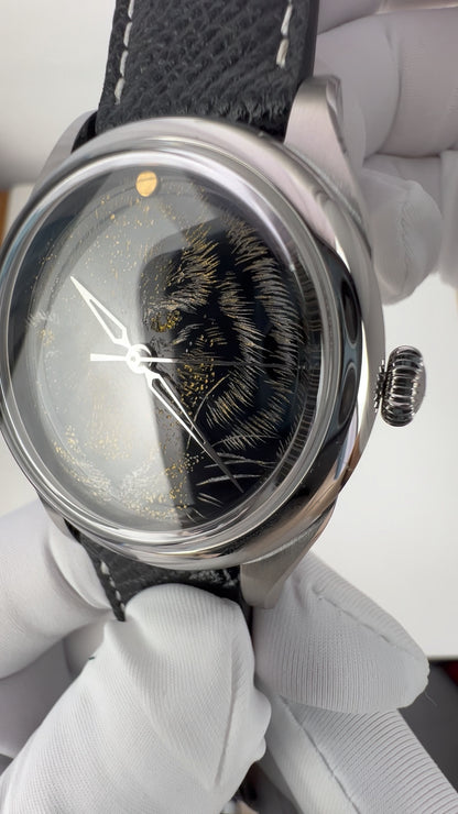 Tiger · Qiangjin gold-inlay lacquer dial