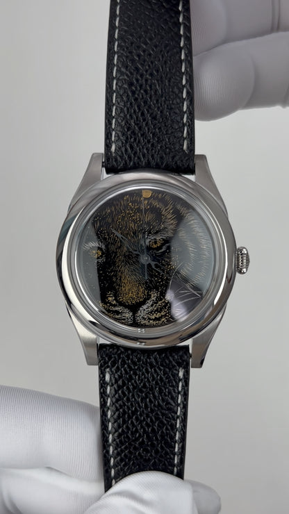 Tiger · Qiangjin gold-inlay lacquer dial