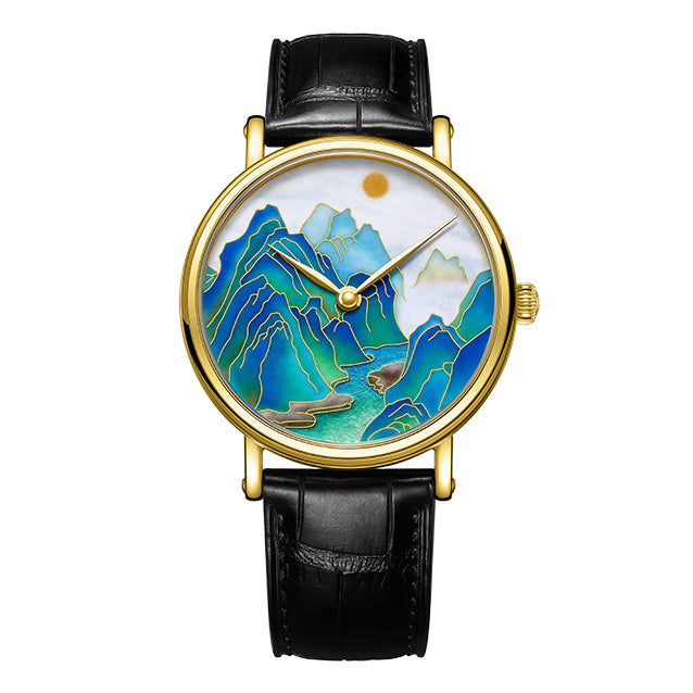 Splendid Rivers and Mountains · 18K gold · cloisonné enamel