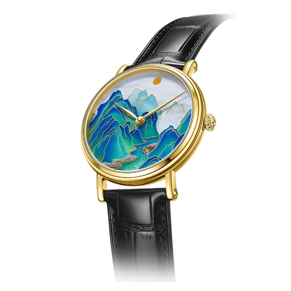 Splendid Rivers and Mountains · 18K gold · cloisonné enamel