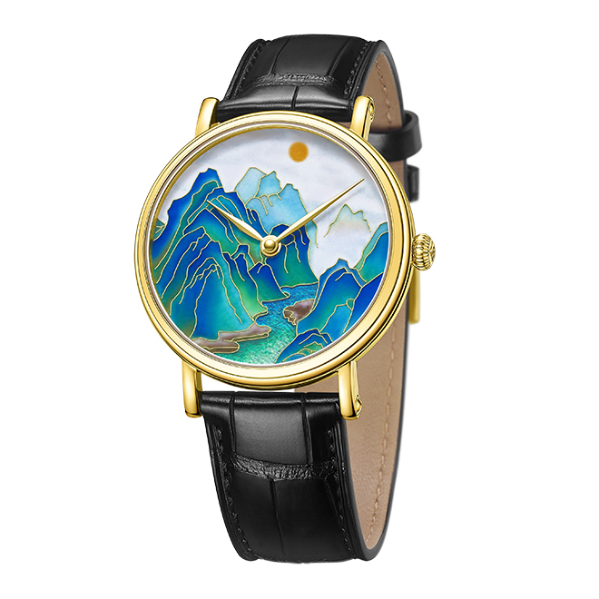 Splendid Rivers and Mountains · 18K gold · cloisonné enamel