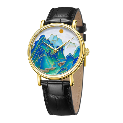 Splendid Rivers and Mountains · 18K gold · cloisonné enamel