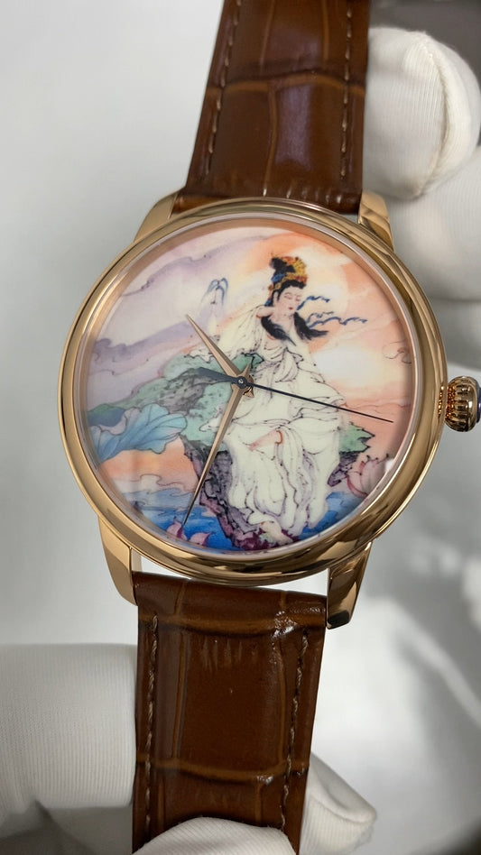 Guān Yīn · enamel (搪瓷) dial · no logo