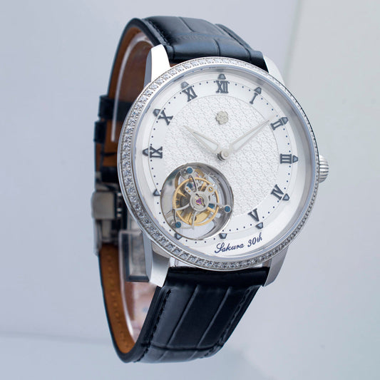 Sakura 30th · 7 o'clock tourbillon · gem bezel