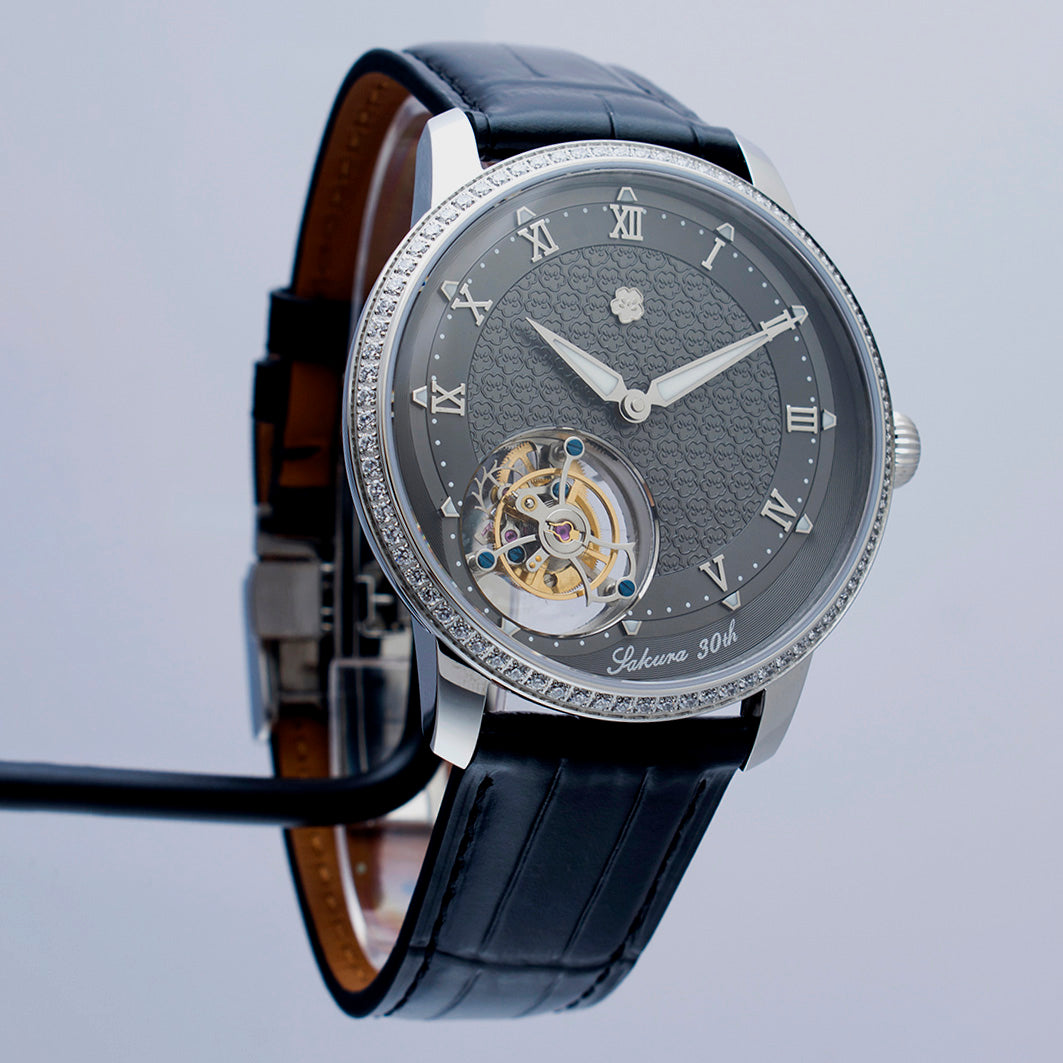 Sakura 30th · 7 o'clock tourbillon · gem bezel