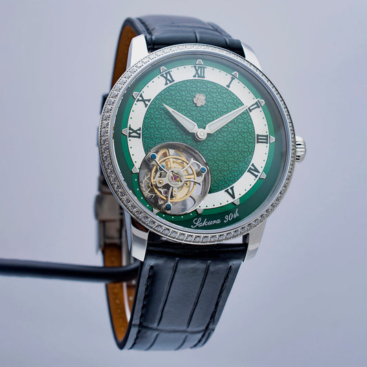 Sakura 30th · 7 o'clock tourbillon · gem bezel