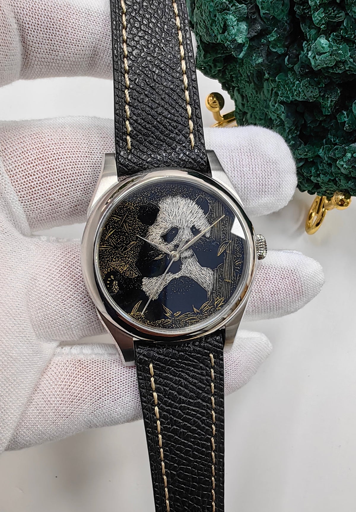 Panda · Qiāng Jīn gold-inlay lacquer dial