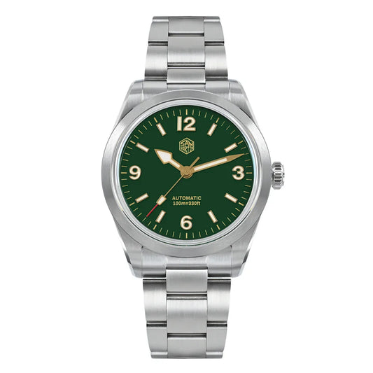 SN0107 · NH35A · plain green · 38 mm