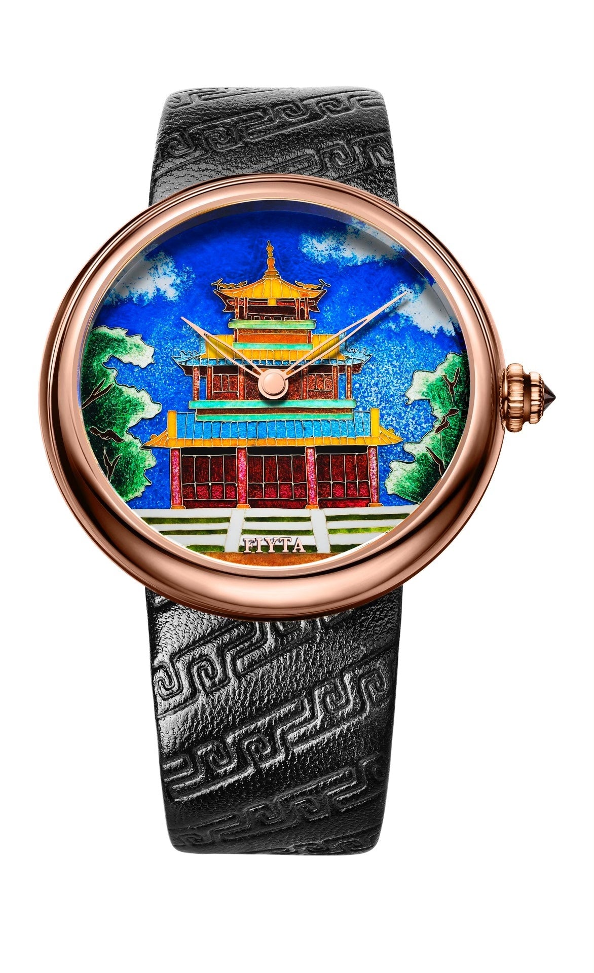 [Pre-owned] FIYTA 18K Gold Watch Cloisonne Enamel Dial ETA 7001