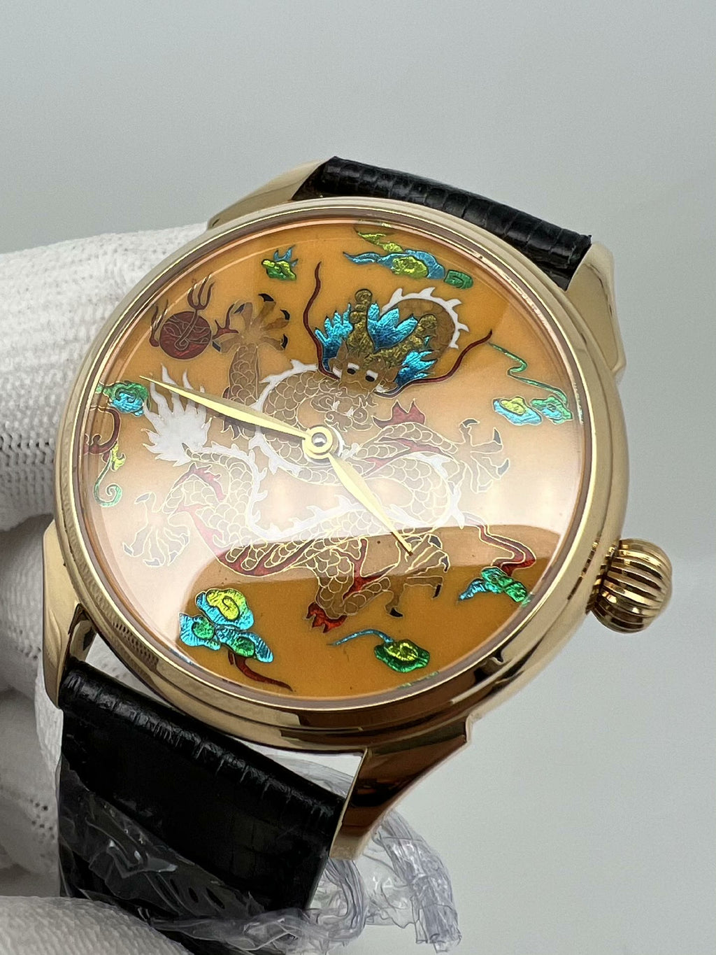 [Pre-owned] Beijing Watch Lóóng Enamel Dial 18K Gold Case and Buckle
