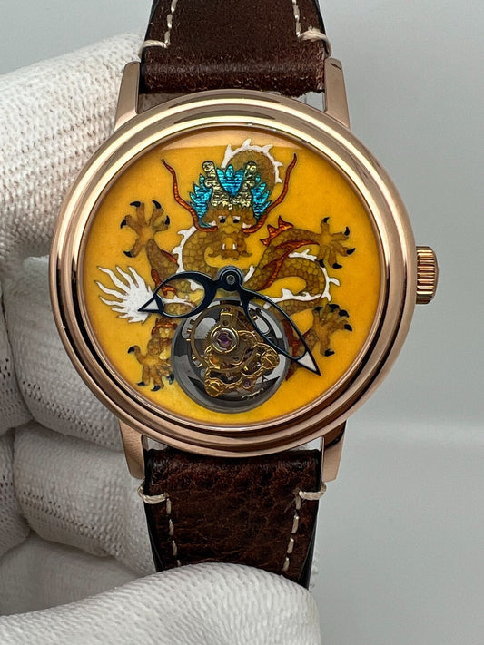 [Pre-owned] Beijing Tourbillon Watch Yellow Loong Cloisonne Enamel 41 MM