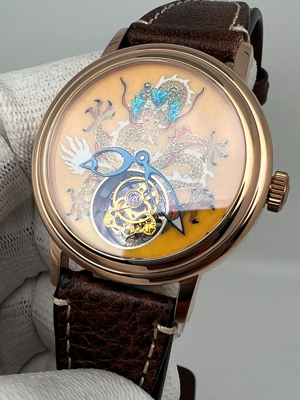 [Pre-owned] Beijing Tourbillon Watch Yellow Lóóng Cloisonne Enamel 41 MM