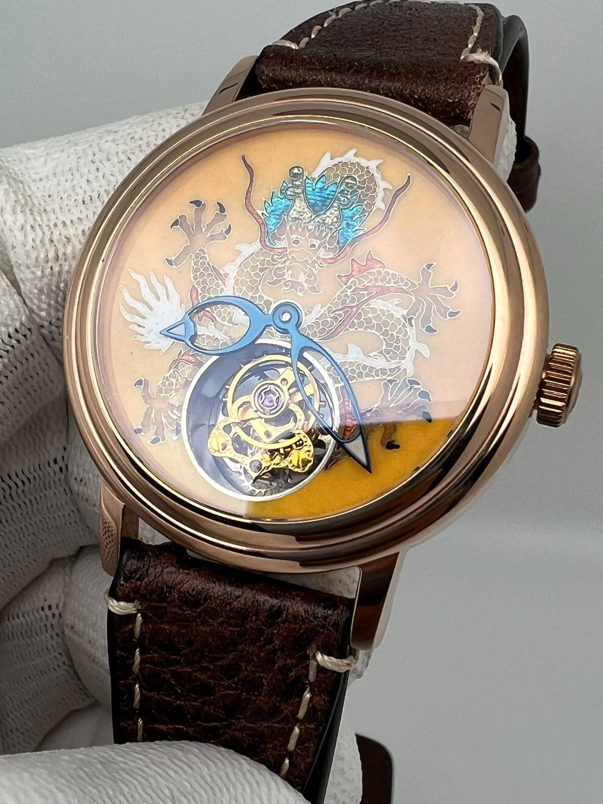 [Pre-owned] Beijing Tourbillon Watch Yellow Lóóng Cloisonne Enamel 41 MM