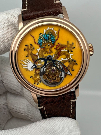 [Pre-owned] Beijing Tourbillon Watch Yellow Loong Cloisonne Enamel 41 MM