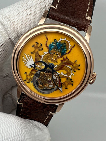 [Pre-owned] Beijing Tourbillon Watch Yellow Loong Cloisonne Enamel 41 MM