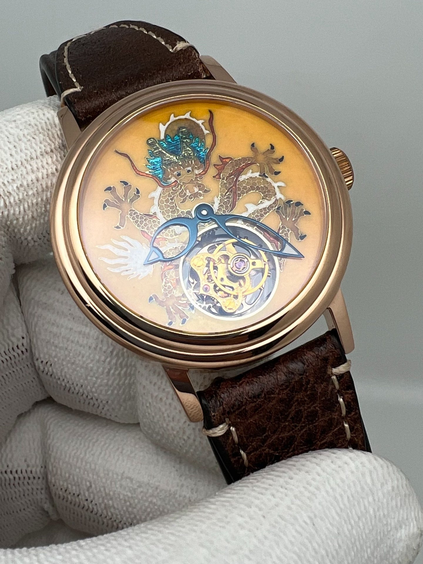 [Pre-owned] Beijing Tourbillon Watch Yellow Loong Cloisonne Enamel 41 MM