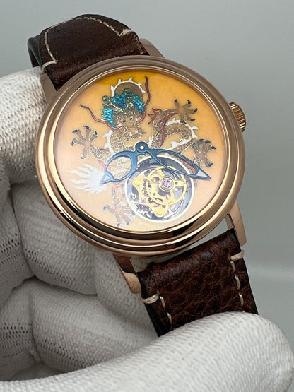 [Pre-owned] Beijing Tourbillon Watch Yellow Loong Cloisonne Enamel 41 MM