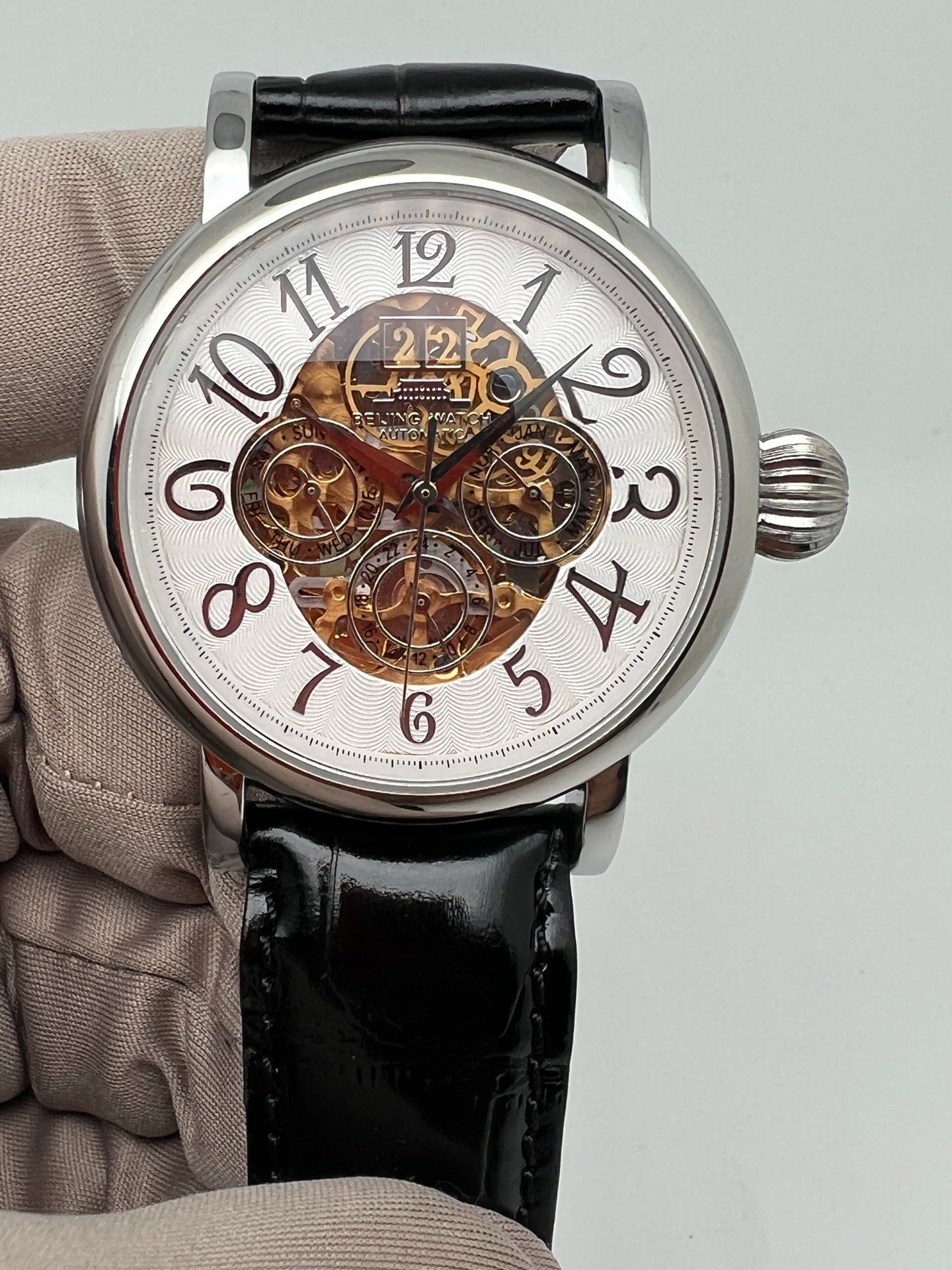 [Pre-owned] Beijing Watch Skeleton Grand Date Day of the Week Month 24-Hour 42.5 MM