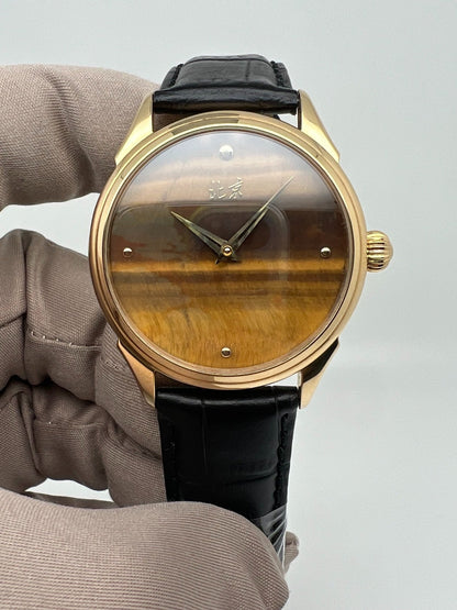 [Unavailable] [Pre-owned] Beijing Watch 18K Gold Case and Buckle Tiger Eye Stone Dial