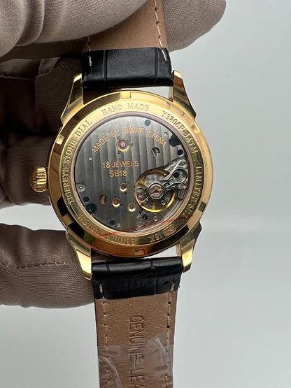 [Unavailable] [Pre-owned] Beijing Watch 18K Gold Case and Buckle Tiger Eye Stone Dial