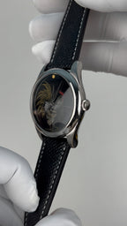 Rooster · Qiāng Jīn gold-inlay lacquer dial