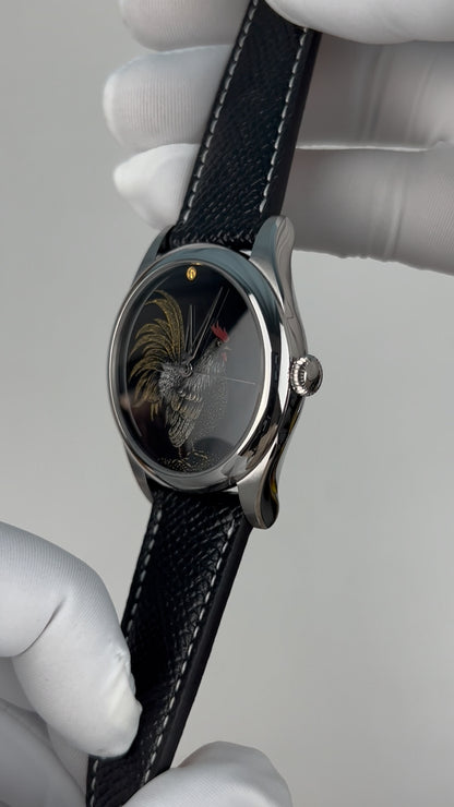 Rooster · Qiangjin gold-inlay lacquer dial
