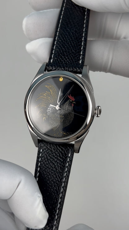 Rooster · Qiangjin gold-inlay lacquer dial