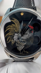 Rooster · Qiāng Jīn gold-inlay lacquer dial