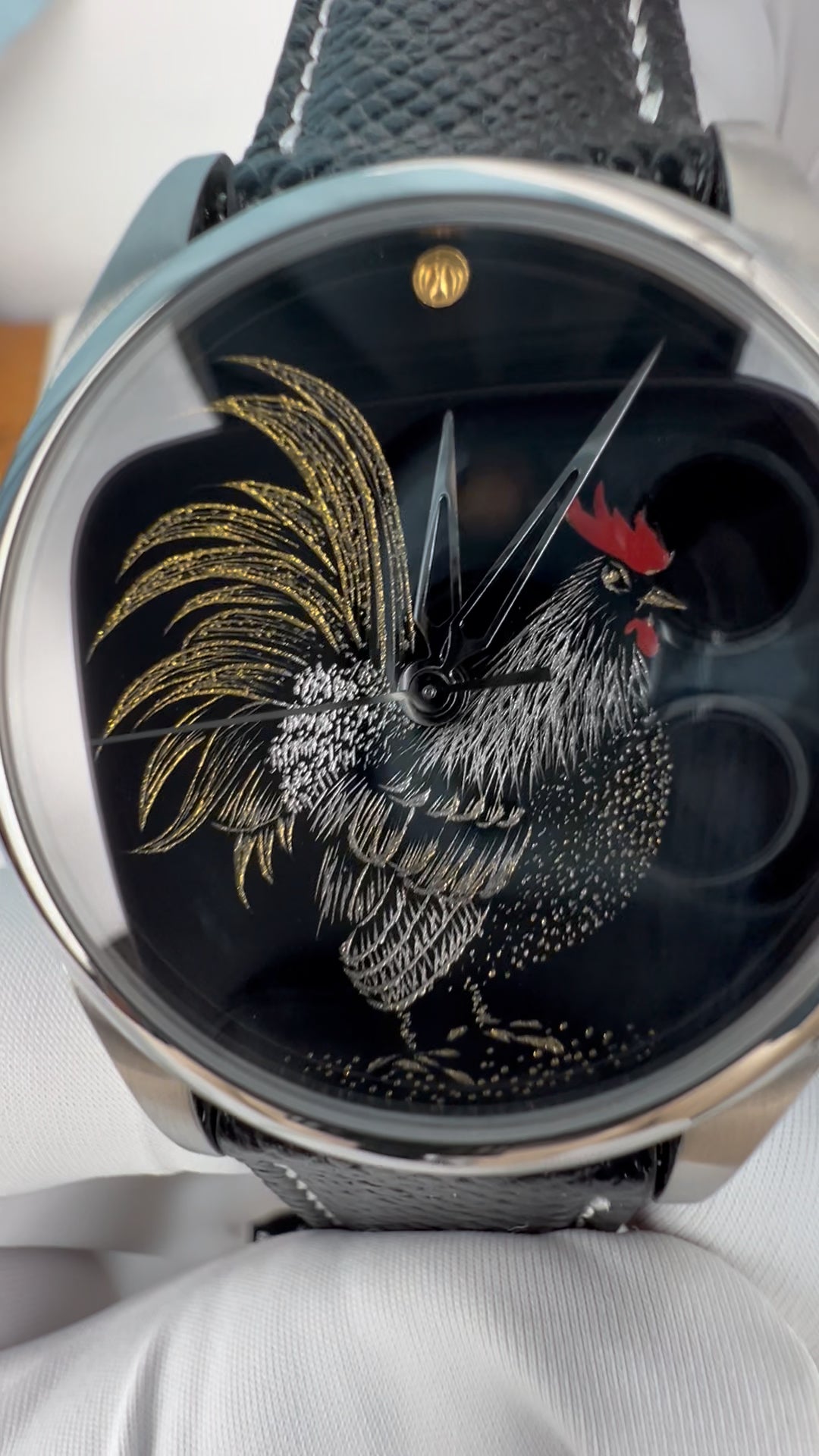 Rooster · Qiangjin gold-inlay lacquer dial