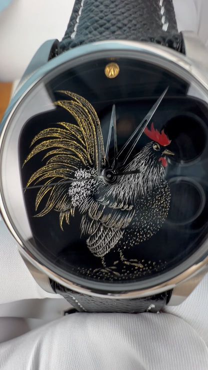 Rooster · Qiangjin gold-inlay lacquer dial