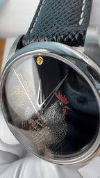Rooster · Qiāng Jīn gold-inlay lacquer dial