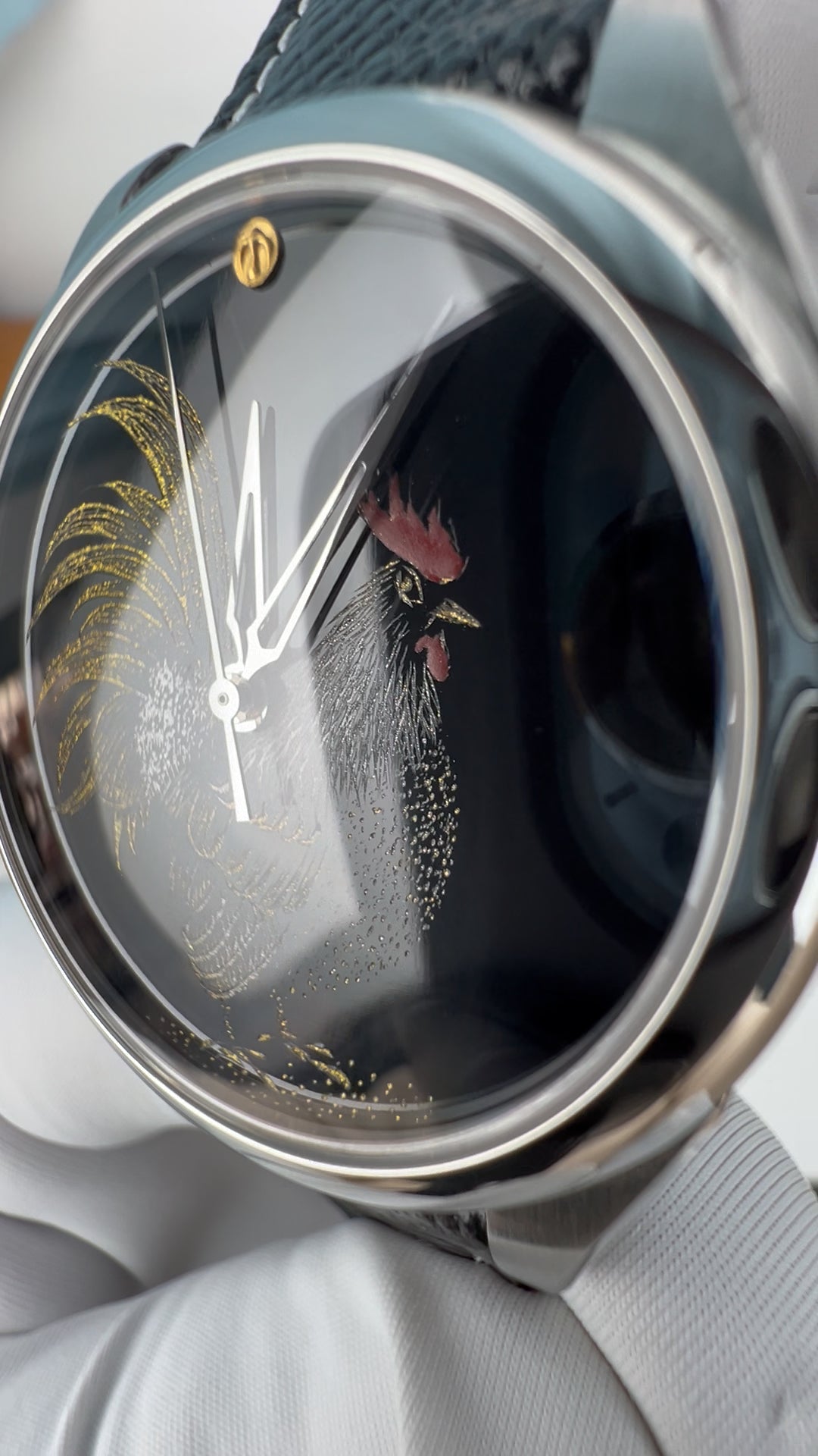 Rooster · Qiangjin gold-inlay lacquer dial