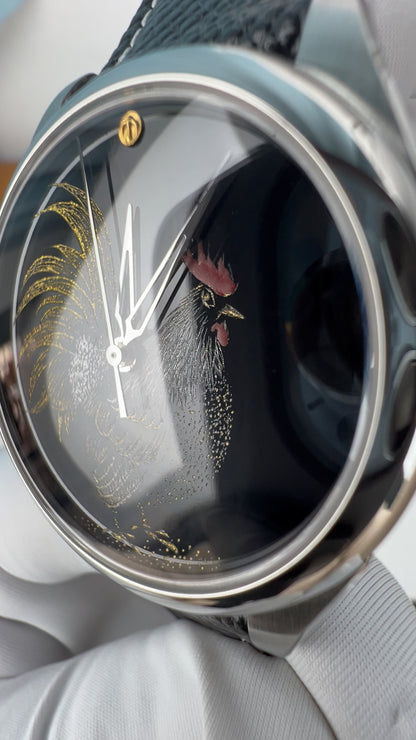 Rooster · Qiangjin gold-inlay lacquer dial