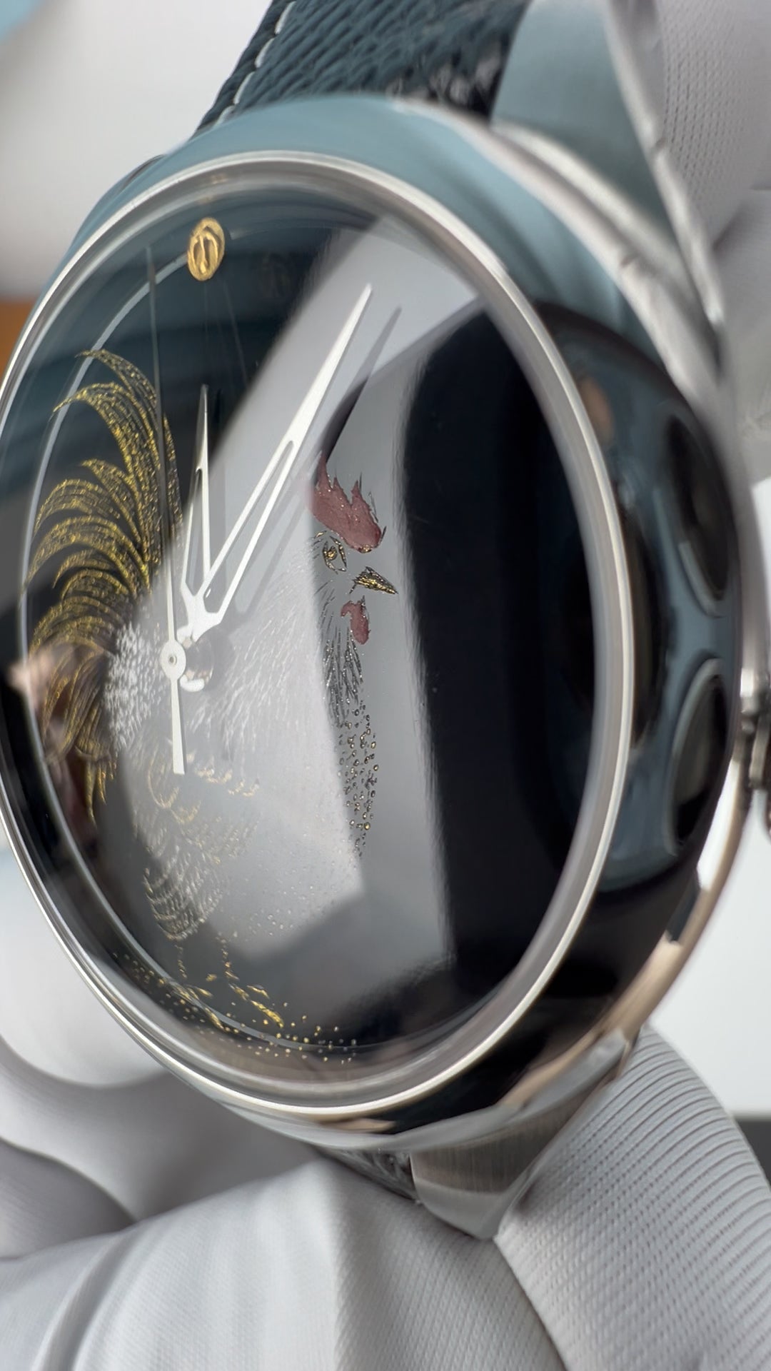 Rooster · Qiangjin gold-inlay lacquer dial