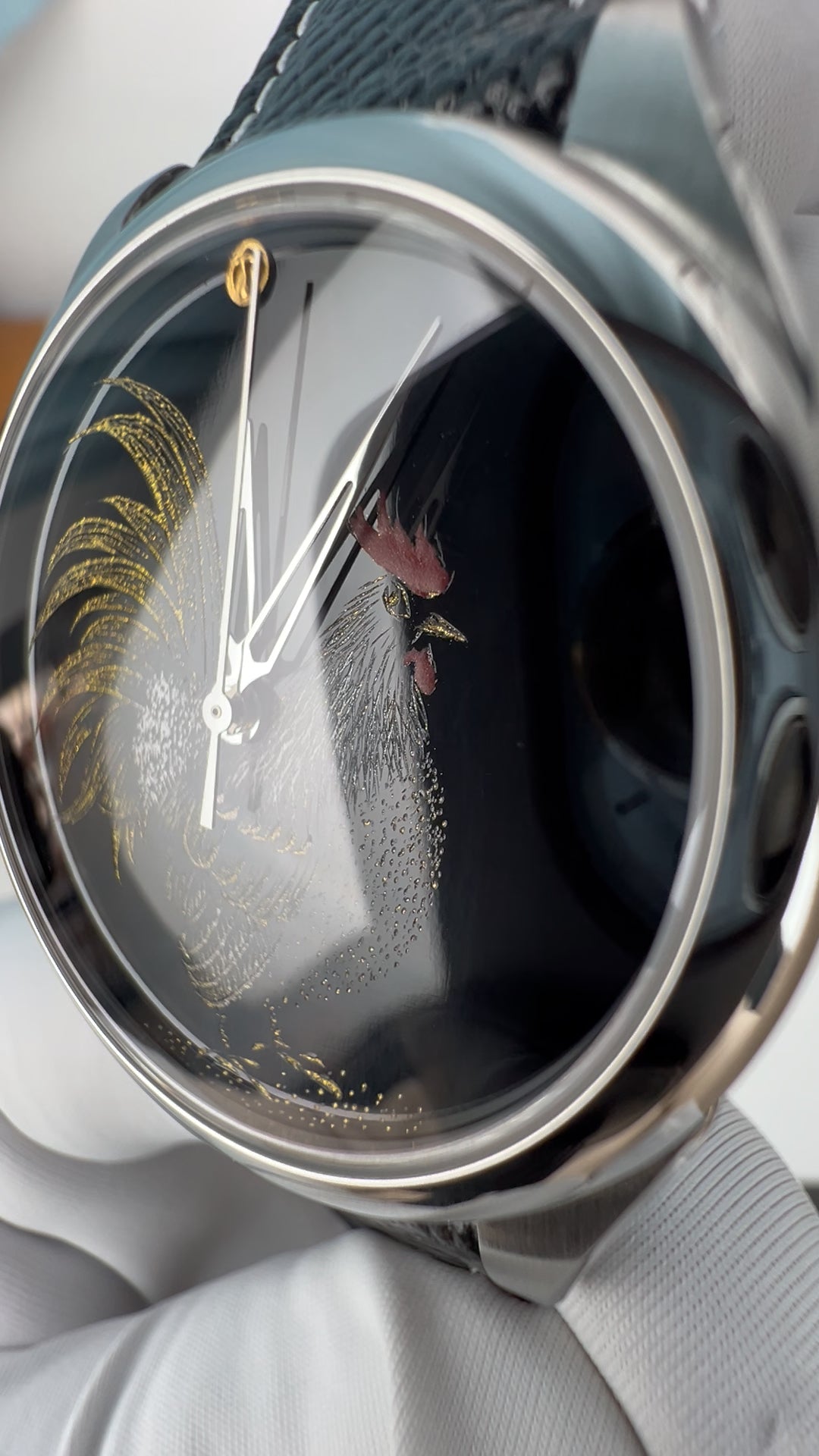 Rooster · Qiangjin gold-inlay lacquer dial