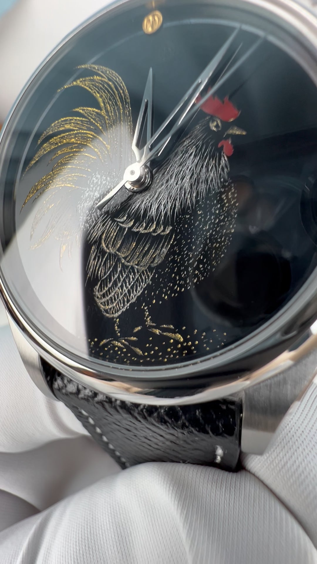 Rooster · Qiangjin gold-inlay lacquer dial