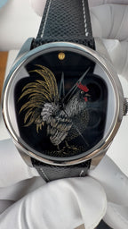 Rooster · Qiāng Jīn gold-inlay lacquer dial