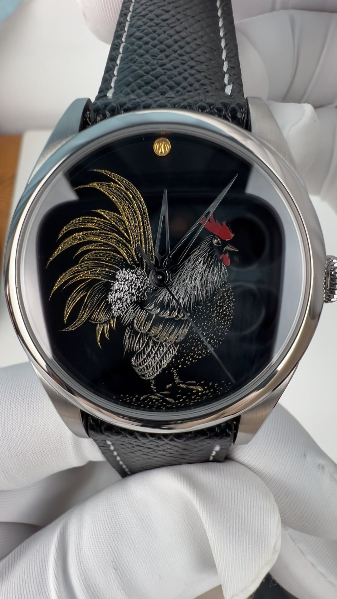 Rooster · Qiangjin gold-inlay lacquer dial
